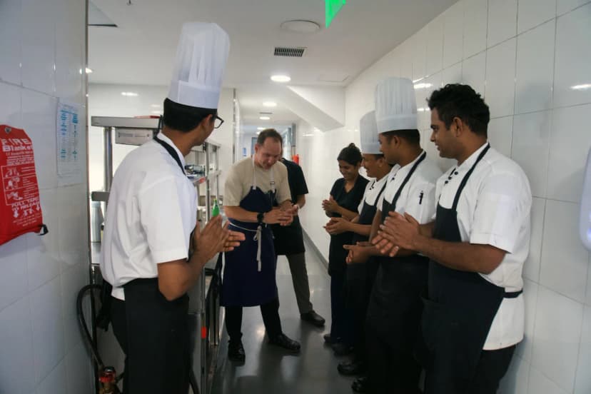 The Leela Hyderabad, With the kitchen team · India
