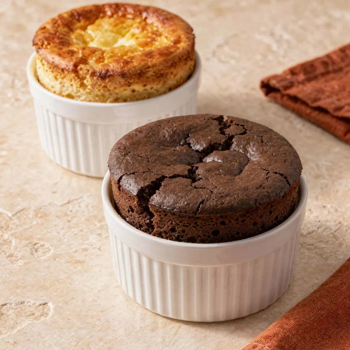 Cheese and Chocolate Soufflés