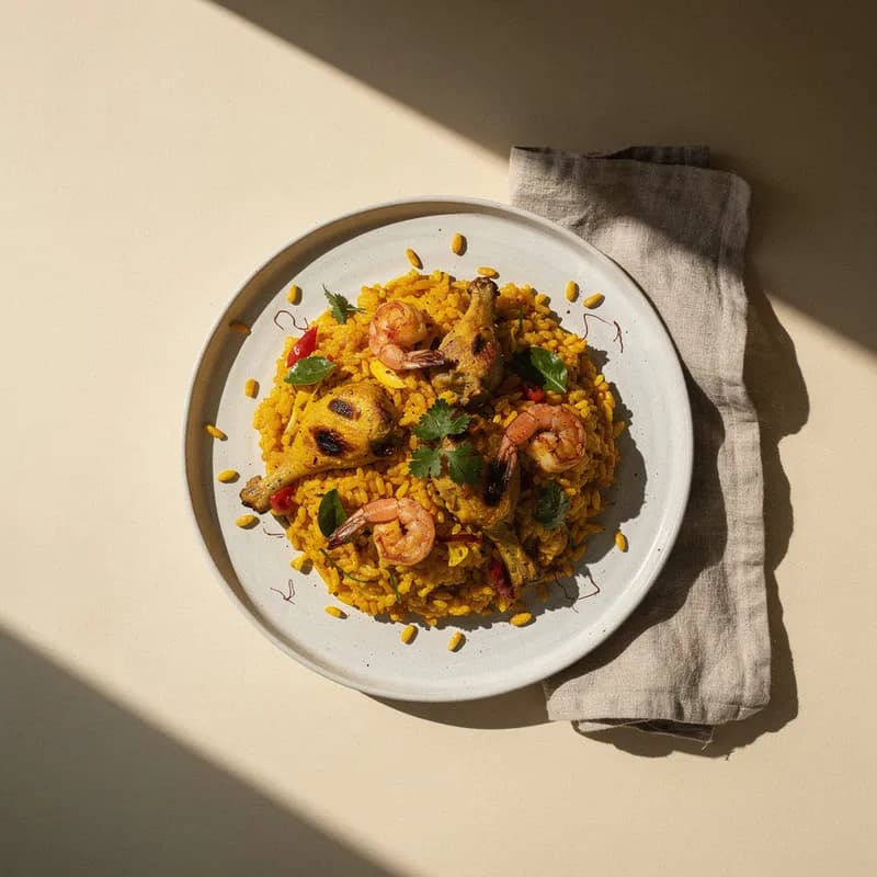 Saffron Paella with Shrimp
