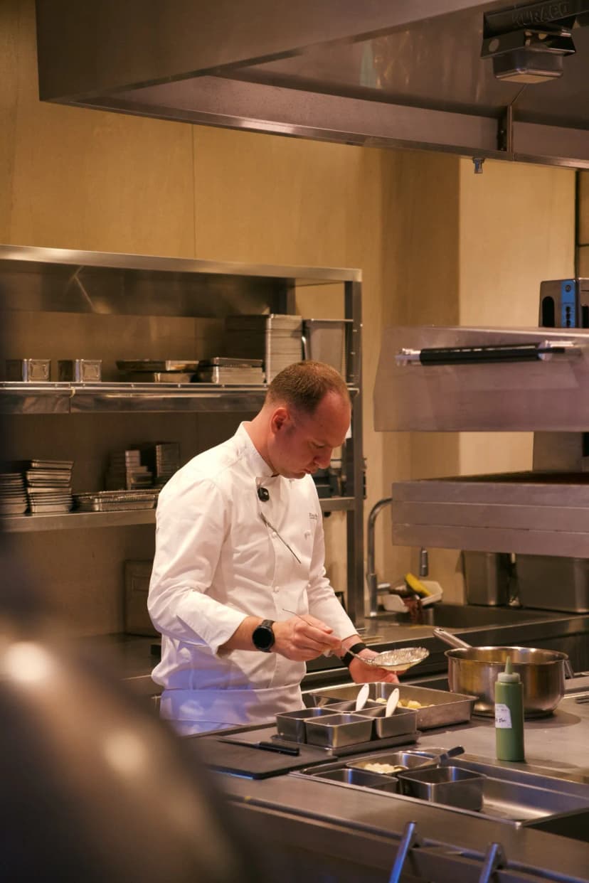 Jason cooking on the line in the Jolie kitchen